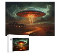 Puzzle en Bois Détaillé UFO Flying Over Farm pour Adultes, 300 PCS