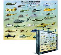 Puzzle En Bois D'Hélicoptères Militaires 1000 Pièces 680Mm X 490Mm