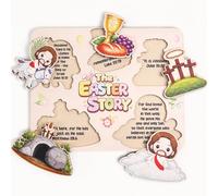 Puzzle en bois d'histoire de Pâques - 5 pièces Jésus Resurrection Story - Puzzle en bois 2D en forme spéciale - Cadeaux religieux pour l'école du dimanche - Fournitures de jeu pour la maison et Pâques
