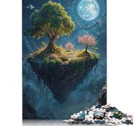 Puzzle en bois d'île flottante avec arbres pour adultes, 1000 pièces, idéal pour les jeux de famille créatifs, (75 x 50 cm)