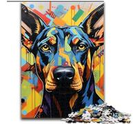 Puzzle en Bois Doberman Graffiti 1000 pièces Développe la Coordination œil-Main Idéal comme Cadeau d'anniversaire (Taille 50x75cm)