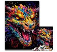 Puzzle en Bois Dragon Chinois coloré 1000 pièces pour Adultes, Casse-tête Stimulant pour Adolescents, soirée de Jeux en Famille Amusante 50x75cm / 19,68x29,52 Pouces
