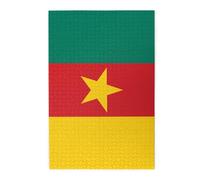 Puzzle en bois drapeau du Cameroun 1000 pièces - Activité familiale relaxante pour adultes - Puzzle paysage coloré dans une boîte en plastique - Cadeau de décoration d'intérieur
