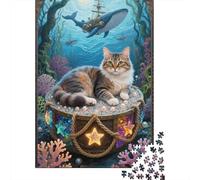Puzzle en Bois Éducatif 1000 Pièces - Chat Manx | Apprendre en S'amusant | Stimule La Réflexion Et La Créativité des Adolescents