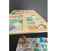 Puzzle en Bois Éducatif 5-en-1, Formes Chiffres et Couleurs, 45x30 cm, pour Enfants 4-6 Ans, Jeu d'apprentissage Multifonction