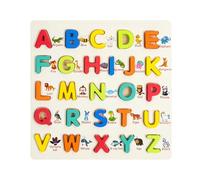 Puzzle en Bois Éducatif pour Enfants 3-5 Ans, Planches d'Activités avec Chiffres, Alphabet, Animaux, Blocs de Construction en Bois pour Garçons et Filles, Jouet Préscolaire- ABC