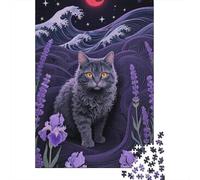 Puzzle en Bois ÉduChatif 1000 Pièces - Chat Cornish Rex | Apprendre en S'amusant | Stimule La Réflexion Et La Créativité des Adolescents