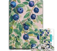 Puzzle en Bois Élégant Blueberries Botanical Fruit Painting pour Adultes, 500 PCS