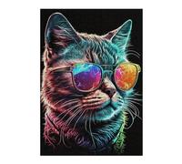 Puzzle en Bois Élégant CoolCatNumeroUno pour Adultes, 300 PCS
