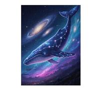 Puzzle en Bois Élégant Cosmic Whale Constellation in The Starry Galaxy Sky pour Adultes, 500 PCS