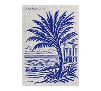 Puzzle en Bois Élégant Cuban Beach Scene with Palm Tree pour Adultes, 300 PCS