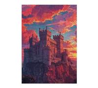 Puzzle en Bois Élégant Medieval Castle Sunset-4 pour Adultes, 300 PCS | Le montage en commençant par les bords: un passe-temps pratique en intérieur à son propre rythme.
