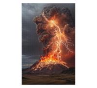 Puzzle en Bois Élégant Volcano Eruption with Lightning Strikes-5 pour Adultes, 1000 PCS