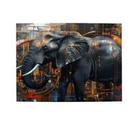 Puzzle en bois éléphant noir métallique de 500 pièces pour adultes, puzzle stimulant pour taille de jeu 38,1 x 51,8 cm