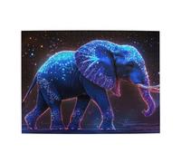 Puzzle en bois éléphant violet ciel étoilé de 500 pièces pour adultes, puzzle stimulant pour taille de jeu 38,1 x 51,8 cm