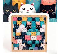 Puzzle en bois en forme d'animal unique, cadeau créatif pour les amateurs de chats, convient pour Noël, Halloween, Nouvel An, avec support de cadre photo