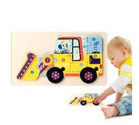 Puzzle en bois en forme de camion, Puzzles en bois pour tout-petits, motif de véhicules colorés - Activités d'apprentissage