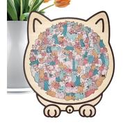Puzzle En Bois En Forme De Chat, 135 Pièces Puzzle En Forme De Sculpture, Jouet De Compétence Motrice Pour Adultes Femmes Amateurs De Chatons Maison Halloween Noël