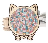 Puzzle en Bois en Forme De Chat | 135 Pièces Sculpture Féline Casse-Tête | Jouet Éducatif pour,pour Femmes Famille Amateurs de Chatons Halloween Noël Fête Maison