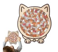 Puzzle en Bois en Forme de Chat avec 135 pièces et Sculpture Animale, Jouet éducatif pour Adultes, Femmes, Famille, Amoureux des Chats, Halloween Maison