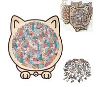 Puzzle en bois en forme de chat coloré de 135 pièces, puzzle décoratif amusant en forme de chat, puzzle en bois unique en forme de chat, créatif (couleur C)