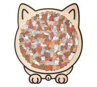 Puzzle en bois en forme de chat coloré Morandi de 135 pièces, puzzle en forme de chat, jeux de société labyrinthe de jouets de 135 pièces, pour adultes et adolescents, cadeau de décoration d'intérieur