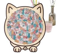 Puzzle en bois en forme de chat coloré Morandi de 135 pièces, puzzle en forme de chat, jeux de société labyrinthe de jouets de 135 pièces, pour adultes et adolescents, cadeau de décoration d'intérieur