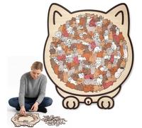 Puzzle en bois en forme de chat de 135 pièces de couleur Maillard, puzzle en bois en forme d'animal unique, cadeaux créatifs pour les amateurs de chats et les amateurs de puzzle, décoration