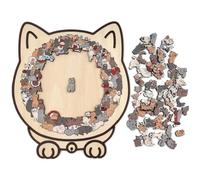 Puzzle en bois en forme de chat de 135 pièces de couleur Morandi, puzzle en bois en forme d'animal unique, cadeau créatif pour les amateurs de chats, décoration d'intérieur (Morandi)