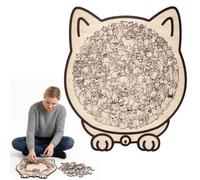 Puzzle en bois en forme de chat de 135 pièces, puzzle en bois en forme d'animal unique, cadeau créatif pour les amateurs de chats, décoration d'intérieur (bois)