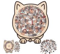 Puzzle en Bois en Forme de Chat de Couleur Morandi de 135 pièces, encadré par d'adorables Contours de Chat, Jouets en Bois Anti-Stress et de réflexion pour Les Amoureux des Chats (Morandi Color)
