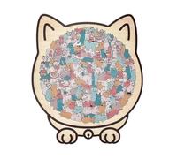 Puzzle en Bois en Forme De Chat De Couleur Morandi De 135 Pièces - Puzzle en Bois en Forme De Chat, Encadré par D'a-dorables Puzzles De Contour De Chaton, Cadeaux Créatifs pour Les Amoureux des Chats
