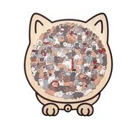 Puzzle en Bois en Forme De Chat De Couleur Morandi De 135 Pièces, Puzzle en Forme De Chats en Bois avec Cadre en Silhouettes De Chat, pour La Maison, L'étagère, Famille, Amis, Adultes Et Enfant