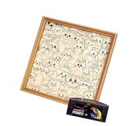 Puzzle en bois en forme de chat découpé au laser pour adultes et enfants à colorier et à assembler dans un cadre décoratif pour la créativité, la coloration de la forme et la motricité fine