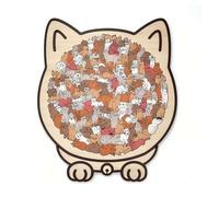 Puzzle en Bois en Forme de Chat, Encadré par des Puzzles avec Contour de Chats Adorables, Puzzle Irrégulier Unique en Forme D’Animal avec Cadre, Cadeaux Créatifs pour Les Amoureux des Maillard Style