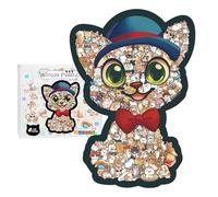 Puzzle En Bois En Forme De Chat,Jouets En Bois Colorés En Forme D'Animal,Puzzle De Coloriage Avec Chats - Pour Votre Petite Amie Jeunes Adolescents Fils Fille Famille Amis