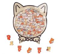 Puzzle en bois en forme de chat pour adultes, 108 pièces, puzzle en bois en forme d'animal de couleur M, encadré par d'adorables chats, casse-tête créatif, cadeaux pour les amateurs de chats