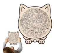 Puzzle en bois en forme de chat - Puzzle avec 135 pièces et sculpture d'animaux - Bibliothèque décorative - Pour enfants, femmes, amoureux des chats, Halloween, Noël, fête, maison