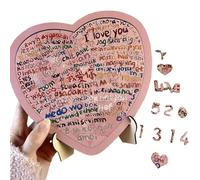 Puzzle en bois en forme de cœur, 100 langues | I Love You Puzzle - pour bureau, table, bibliothèque, bureau, porche, fête, festival, feu de camp