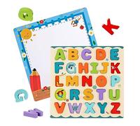 Puzzle en Bois Enfant, Alphabet Puzzle Jouet pour ABC Lettres Apprendre avec De Grandes Lettres Colorées, Montessori Apprentissage précoce Assortir et Trier, Jouet Éducatif Cadeau pour Garcon Fille