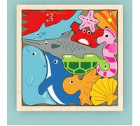 Puzzle En Bois Enfant, Animaux Marins Puzzles En Bois Bébé Puzzle À Encastrements, Bébé 3d Puzzles Jouets Montessori Educatif 2 3 4 Ans Jigsaw Puzzle Jouets Pour Enfant Anniversaire Noël Cadeau