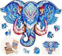Puzzle en Bois - ENGELHART - Tête d'Éléphant A3 - 124 pcs - Formes uniques - Dès 12 ans