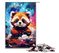 Puzzle en Bois épais et coloré pour Adultes 1000 pièces Baby Robot Red Panda par SplattersLots Difficile et Stimulant 75 x 50 cm