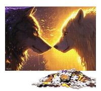 Puzzle en Bois « Eternal Wolf Duel » de 500 pièces pour Adultes, Jouets de Divertissement Familial, 500 pièces (52 x 38 cm)