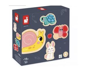 Puzzle en Bois Évolutif Jardin : 4 Animaux Amusants pour Enfants