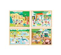 Puzzle en Bois Montessori - Ensemble de 4 Puzzles Éducatifs pour Enfants