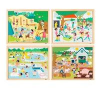 Puzzle En Bois - Faire Le Puzzle Ensemble - Set De 4 - Jeu Montessori