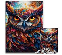 Puzzle en Bois Fantasy Art Owl 1000 pièces pour Adultes, Design Complexe pour Adolescents, décoration DIY et Divertissement Stimulant pour Le Cerveau 50x75cm/19,68x29,52 Pouces