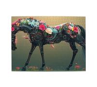 Puzzle en bois Fusion Flower Horse Fusion de 500 pièces pour adultes - Puzzle stimulant pour jeu de taille 38,1 x 51,8 cm