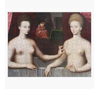 Puzzle en bois Gabrielle d'Estrées et une de ses soeurs prenant un bain 300 pièces 38x26 cm jouet décoration mu